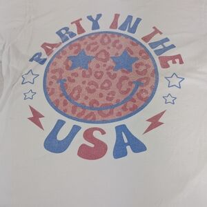 Party in the USA White Graphic Tee Large Unisex